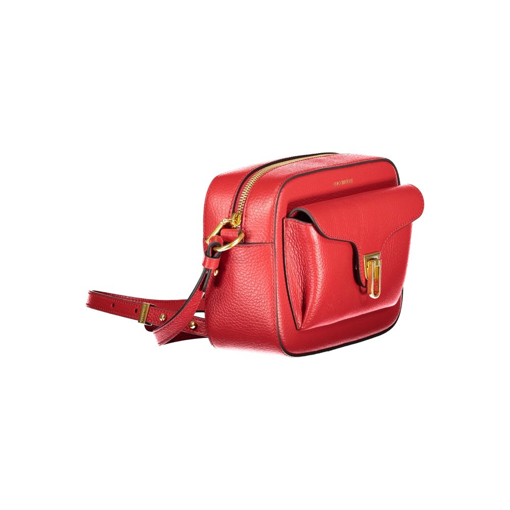 Coccinelle Rosso Leather Women's Bag with Adjustable Strap and Pockets