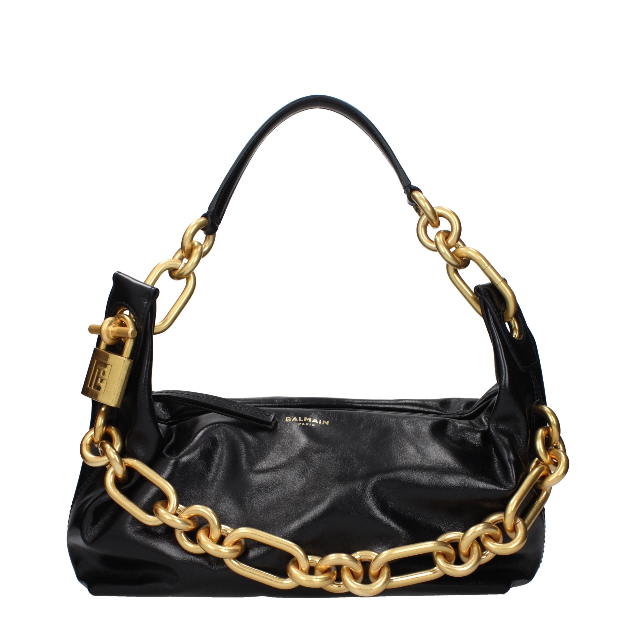 Balmain Black Leather Shoulder Bag