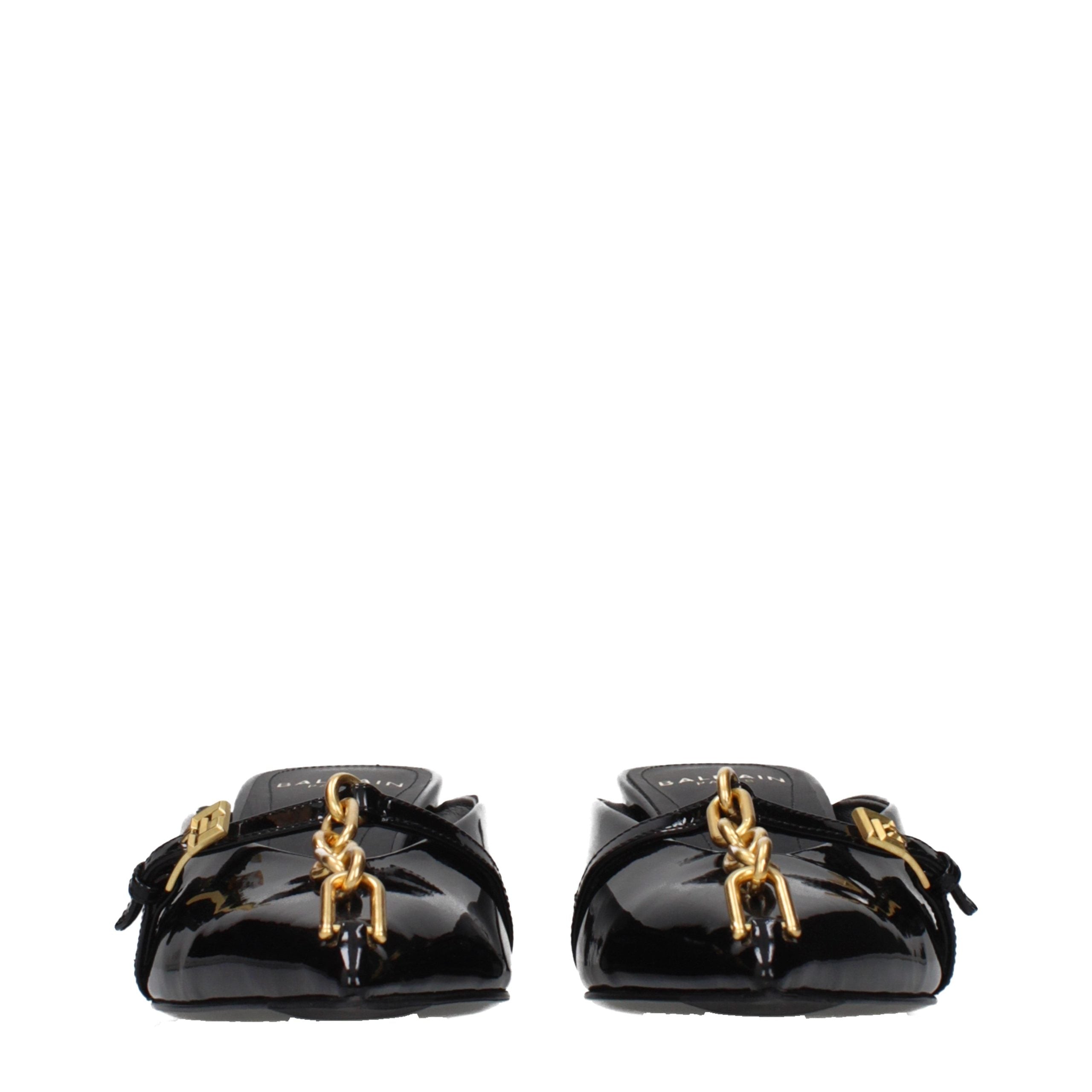 Balmain Black Leather Platform Sandals
