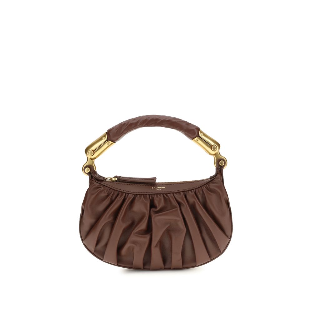 Balmain Brown Calf Leather Bos Taurus Shoulder Bag