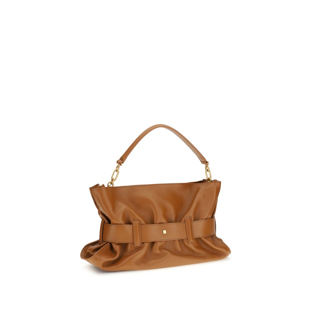 Balmain Brown Calf Leather Bos Taurus Shoulder Bag