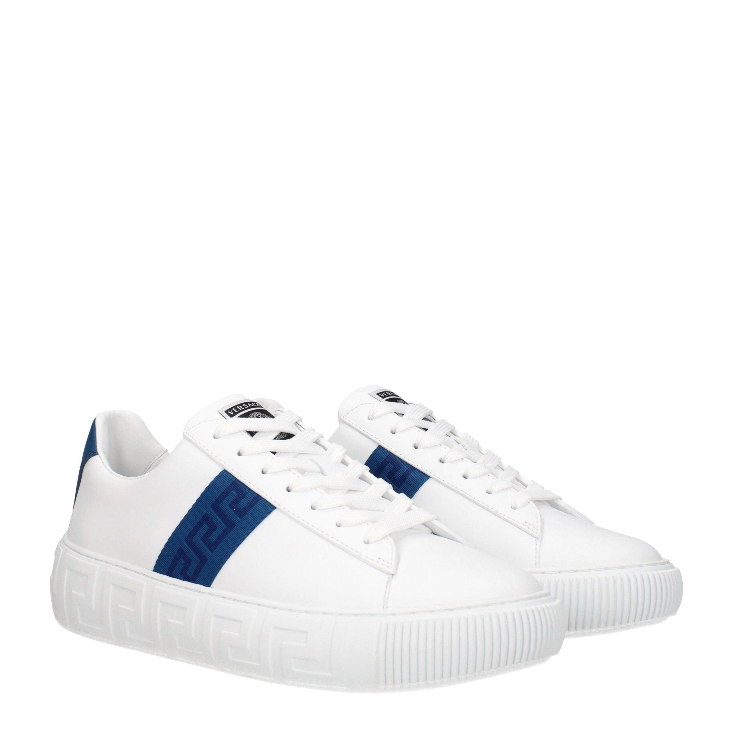 Versace Blue Leather Low Top Sneakers