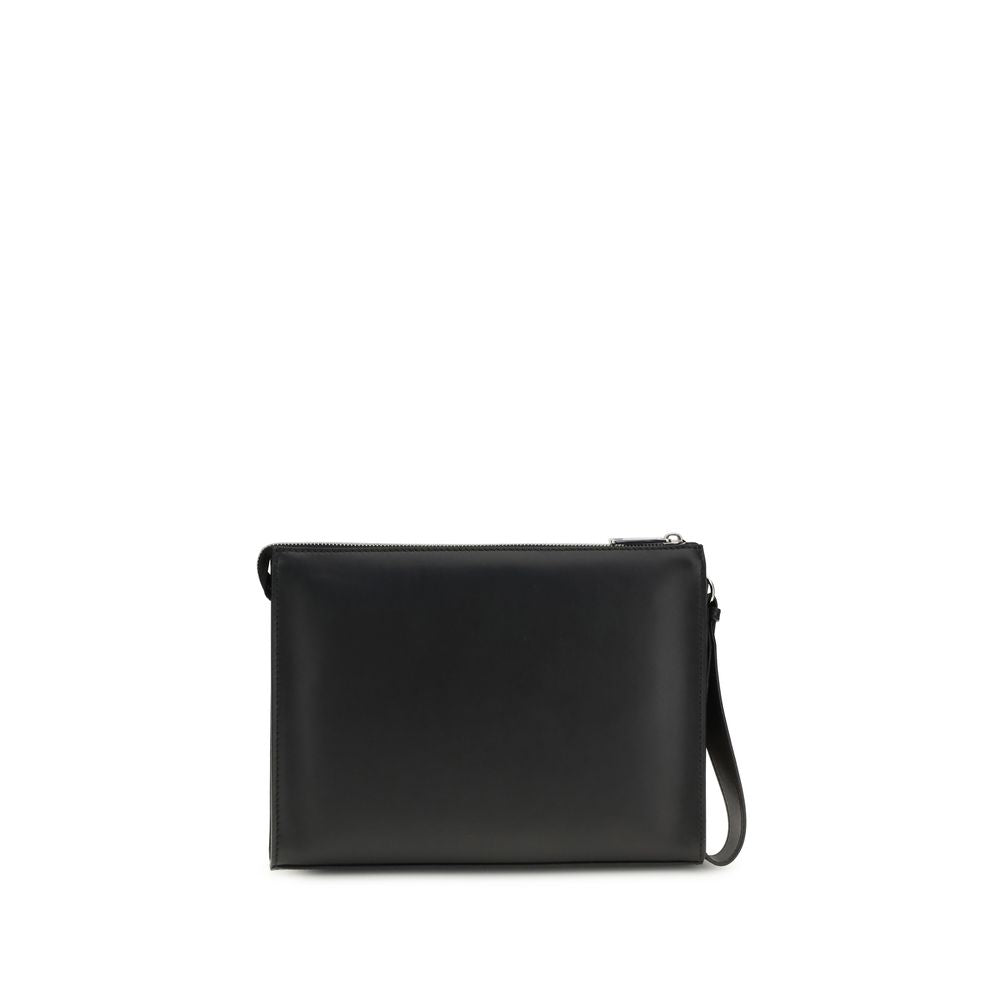 Fendi Black Calf Leather Bos Taurus Clutch Bag