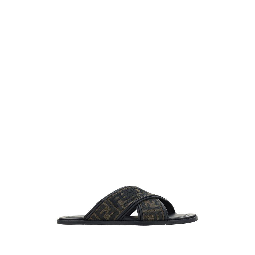 Fendi Black Calf Leather Bos Taurus Sandals